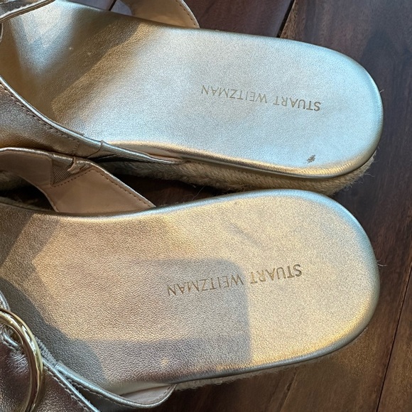 Stuart Weitzman Gold Espadrille Platform Sandals like new size 8 - Picture 4 of 6